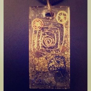 Orgone Pendant - Lapis Lazuli, Steampunk Gold